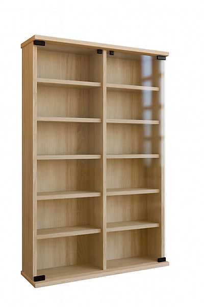 Holz CD DVD Stand Regal Galerie Glast&uuml;r