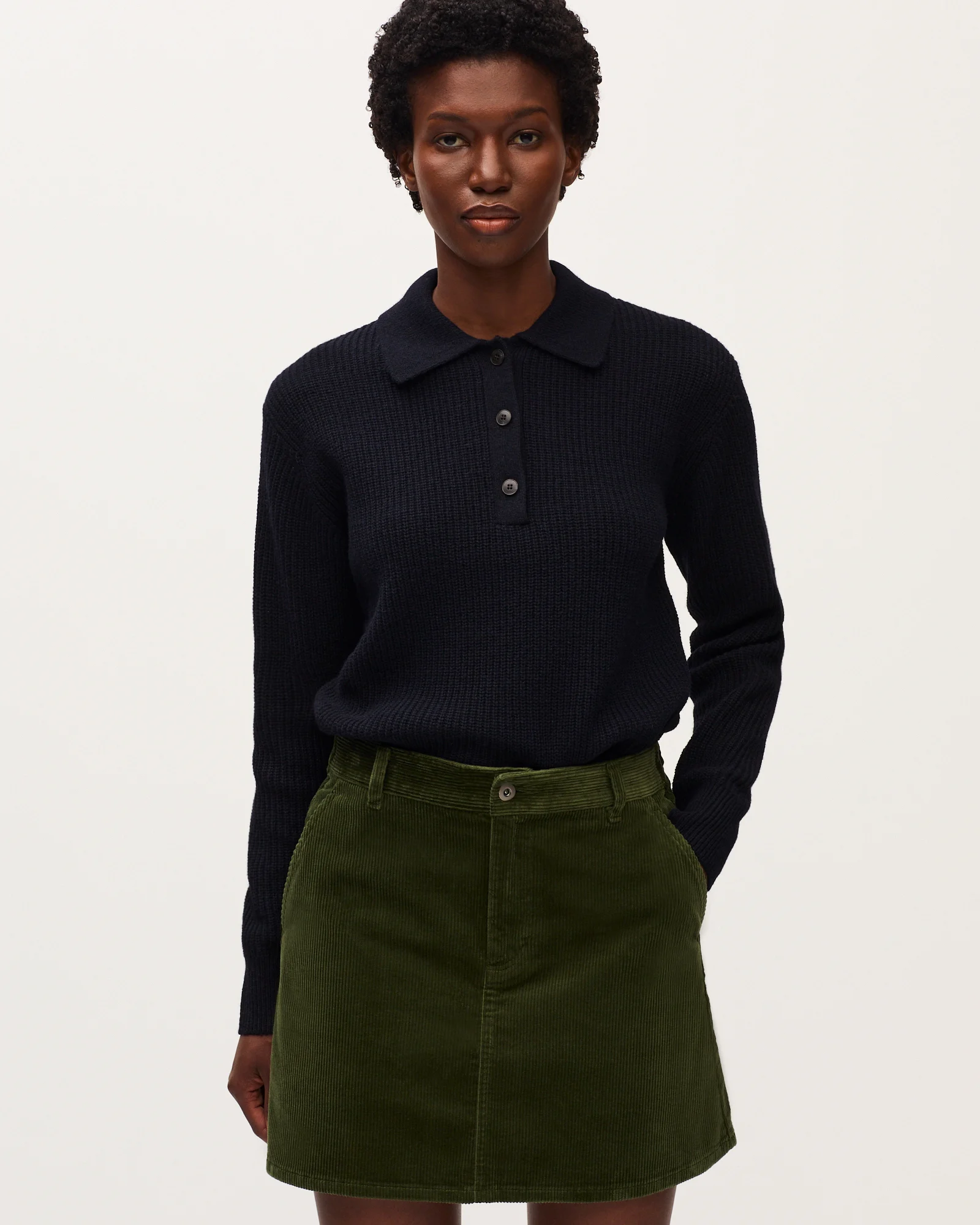 Jupe courte en velours côtelé