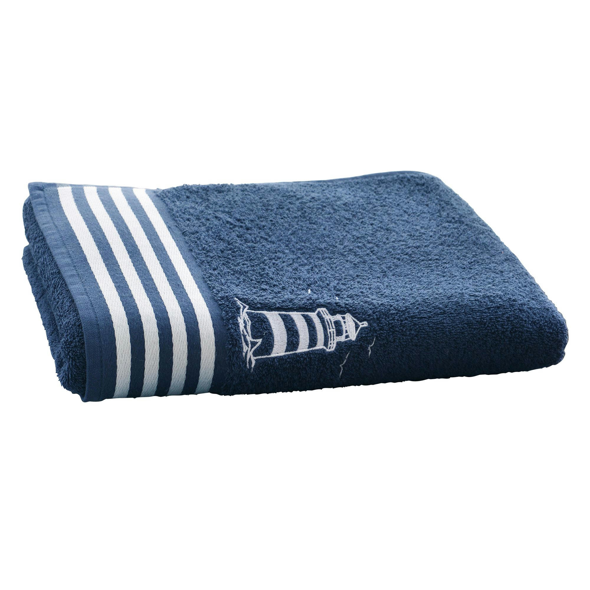 PHARE - Serviette de toilette 50x90 bleu marine en coton 450 g/m²