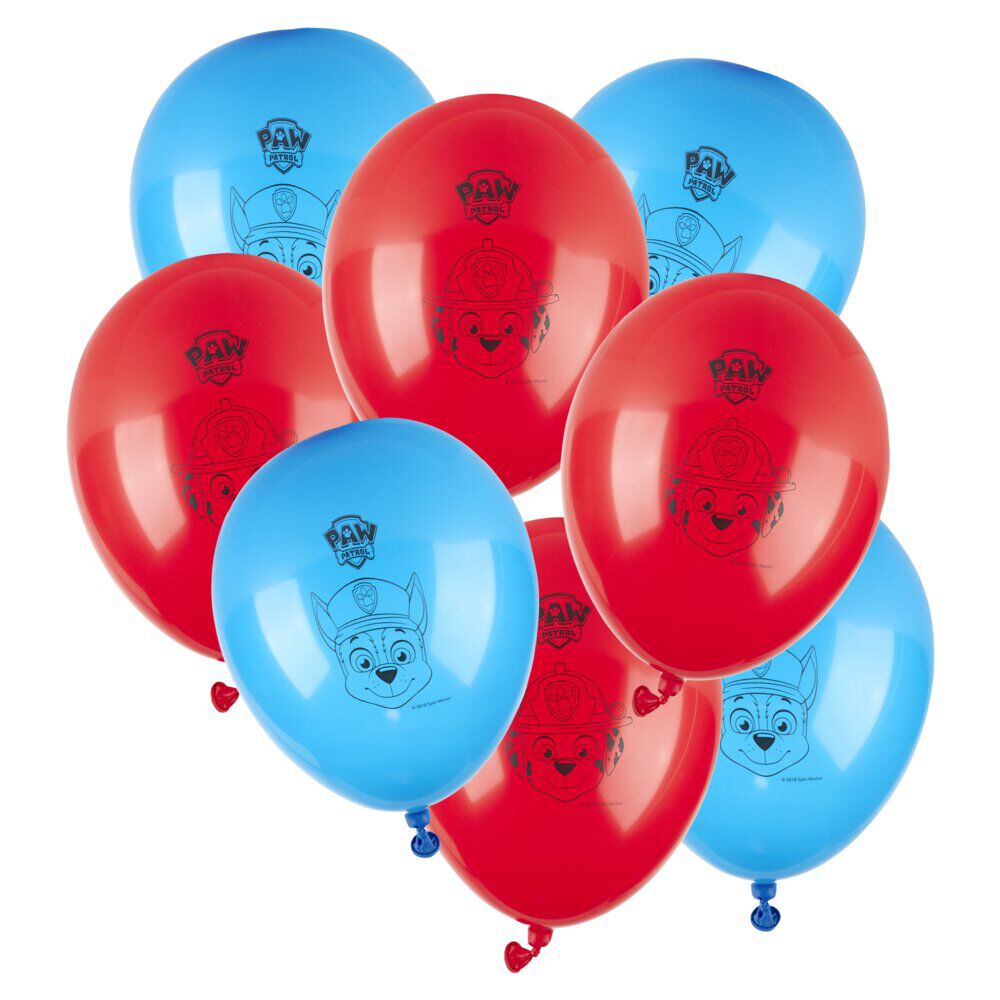 Ballon de baudruche latex x8 Pat patrouille rouge et bleu 15x21,5cm