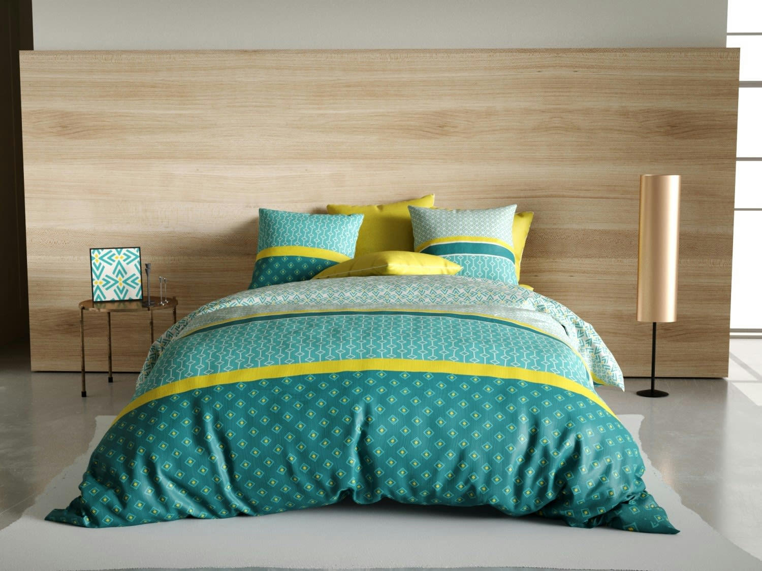 MALPHITE - Parure housse de couette coton vert 220x240 cm