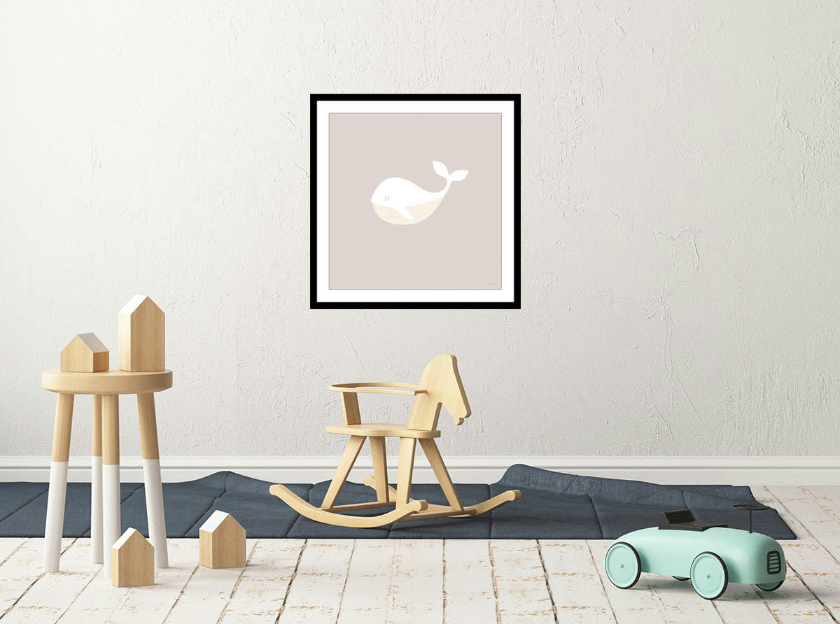 - Affiche enfant balein oh avec cadre noir 30x30cm