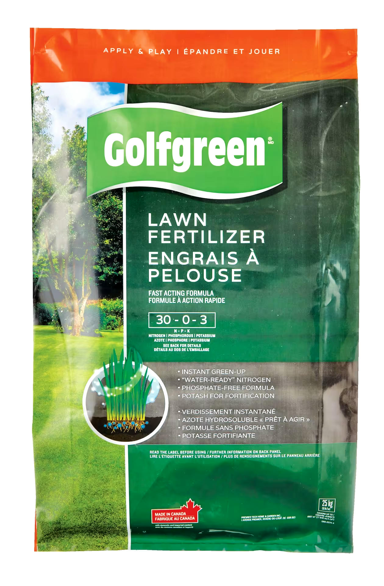 Golfgreen Lawn Fertilizer, 30-0-3, 25-kg