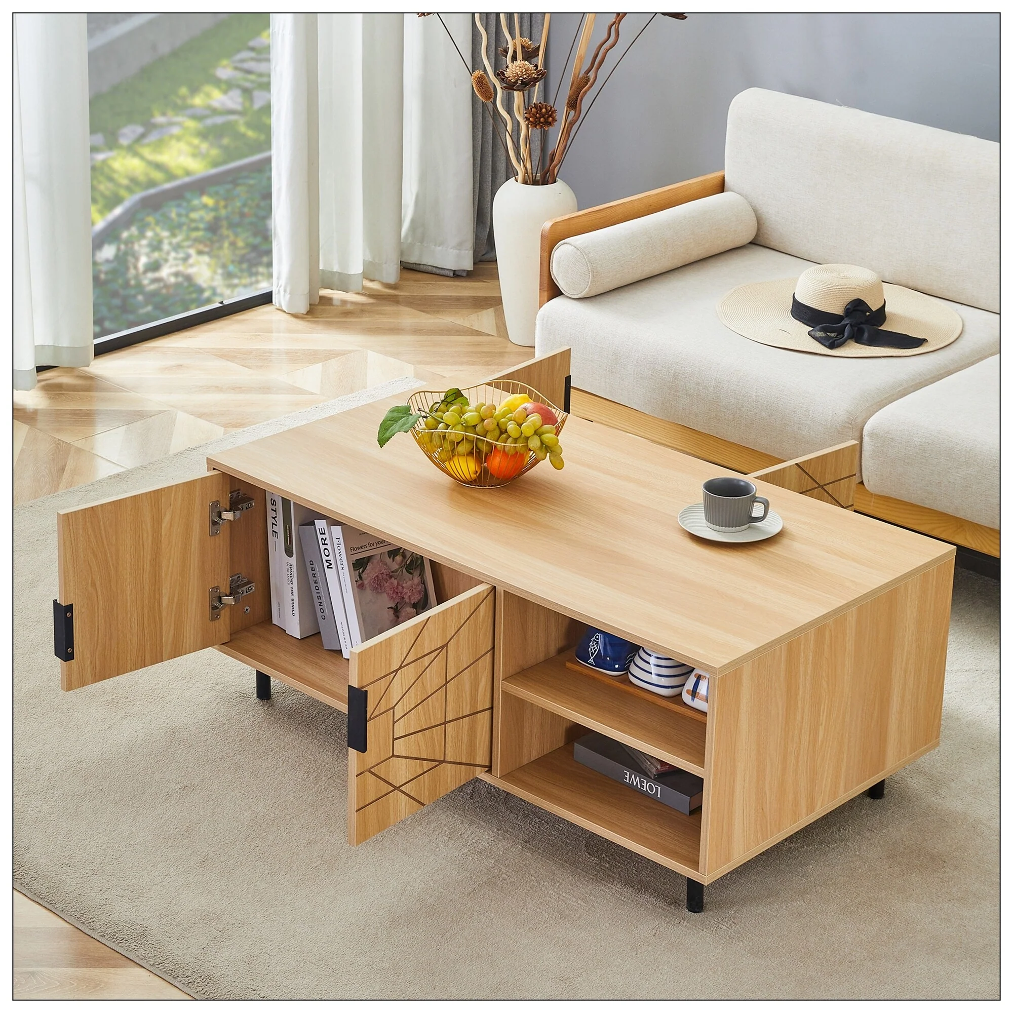 Spider Web Textured Modern MDF Coffee Table