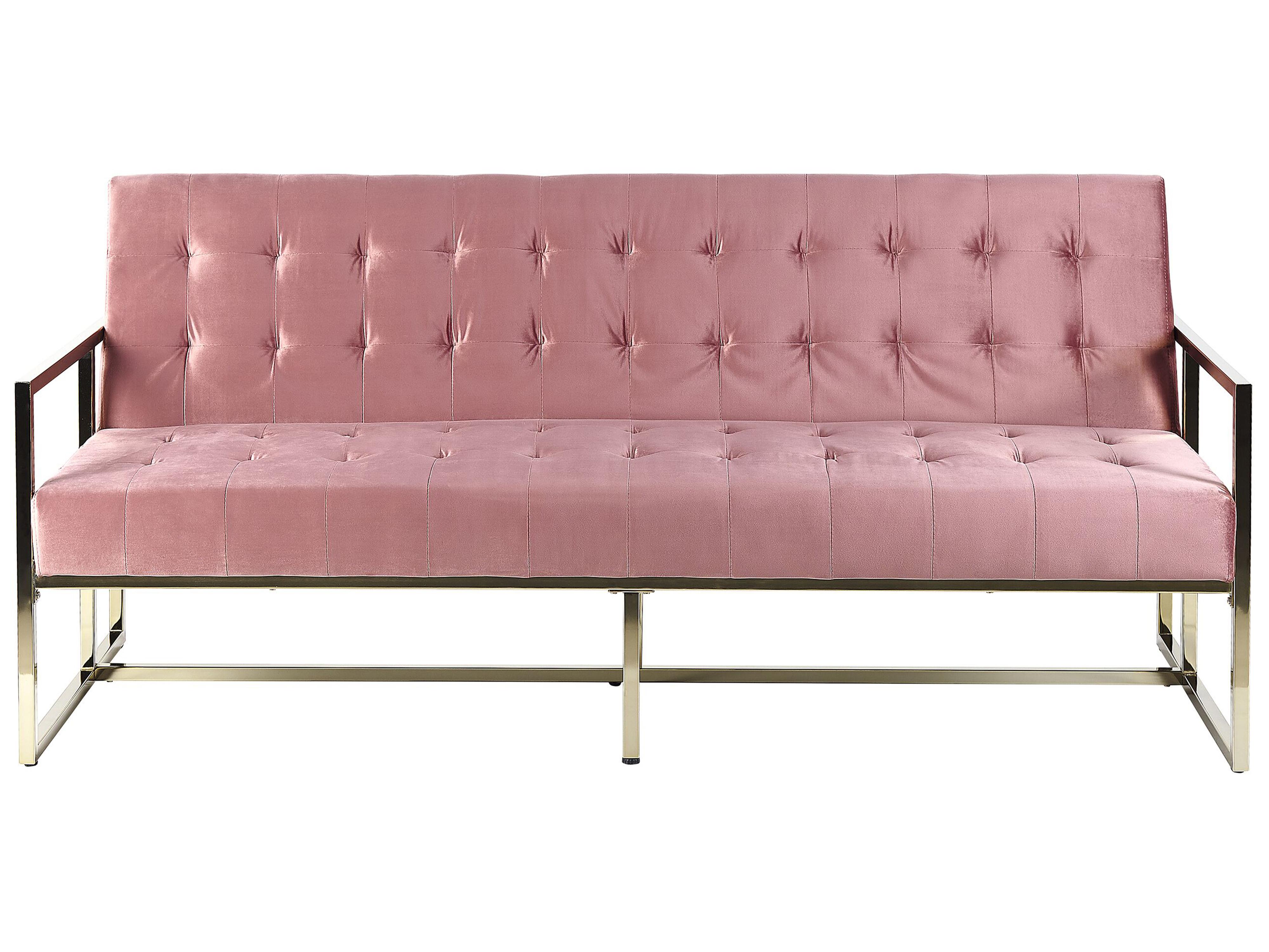 Sofa Bed 3 Seater MARSTAL Velvet Pink