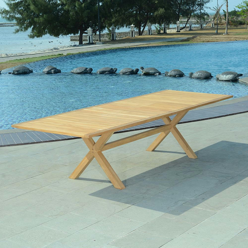 LINARTE XL - Table de jardin extensible en teck 12 personnes L200/300