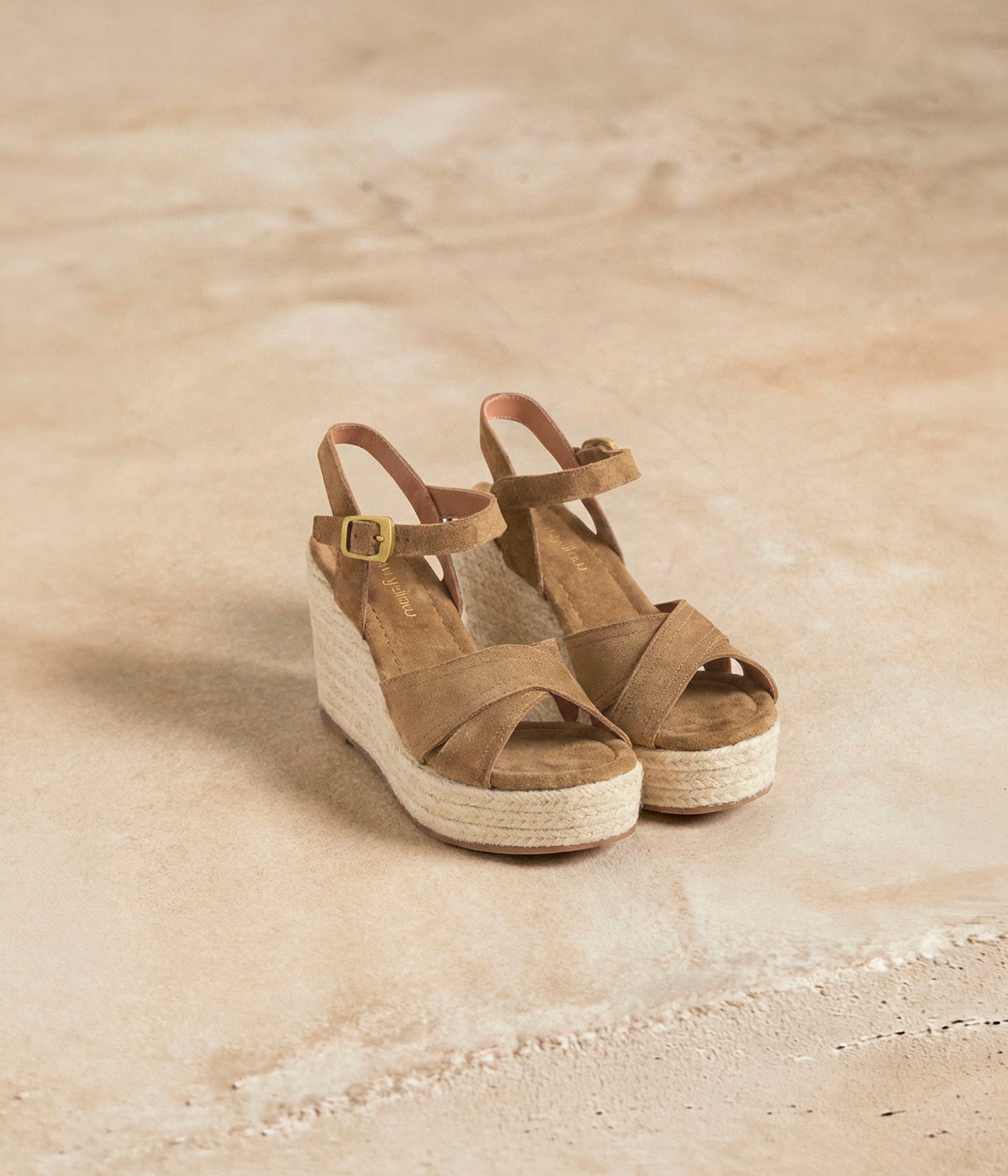 Sandales compensées taupe Soledad