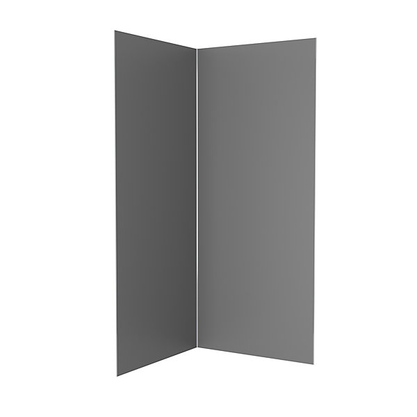 Pack de 2 panneaux muraux de salle de bains, gris foncé avec profilés chromés, l.90 90 x H.210 x P.0,3 cm, Galedo Alucolors