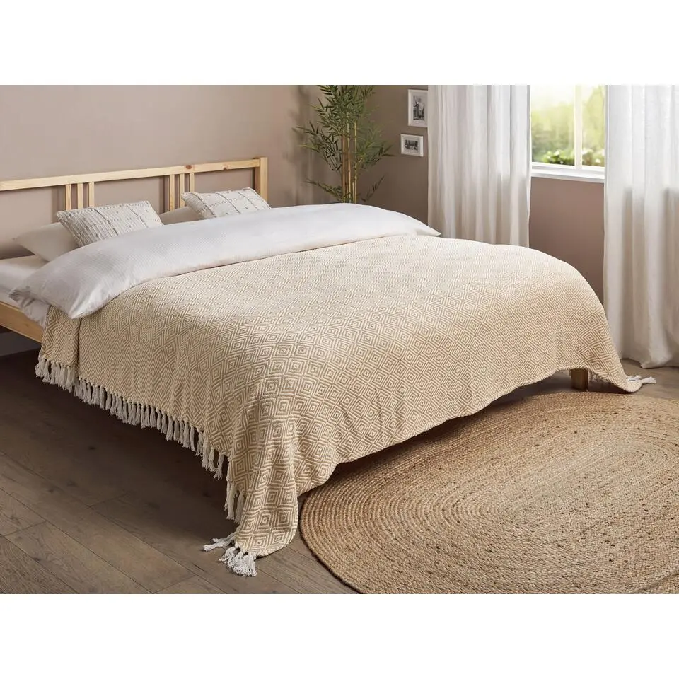TOUTLI - Bedsprei - Beige - 200 x 220 cm - Katoen