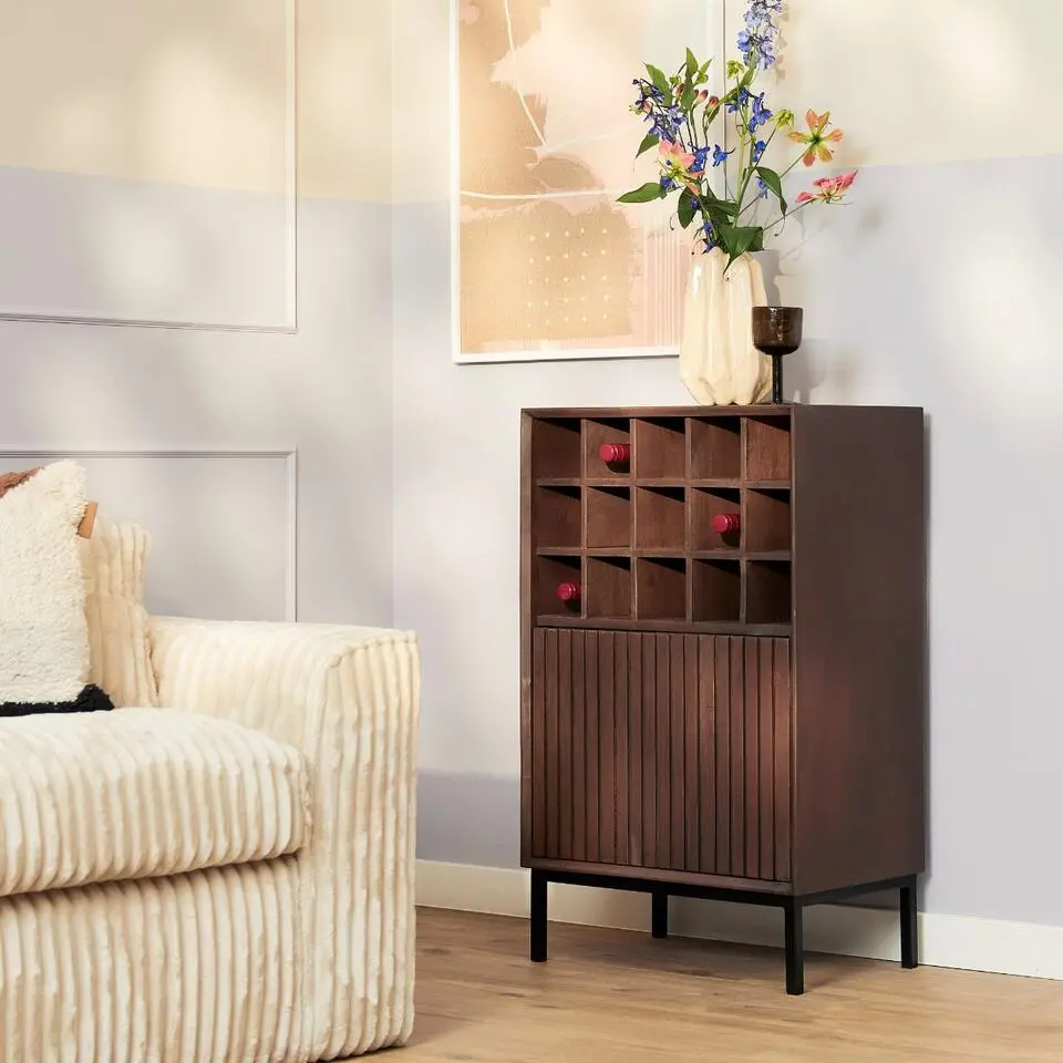 Wijnkast Bruin Hout - 55x35x90cm - Madison
