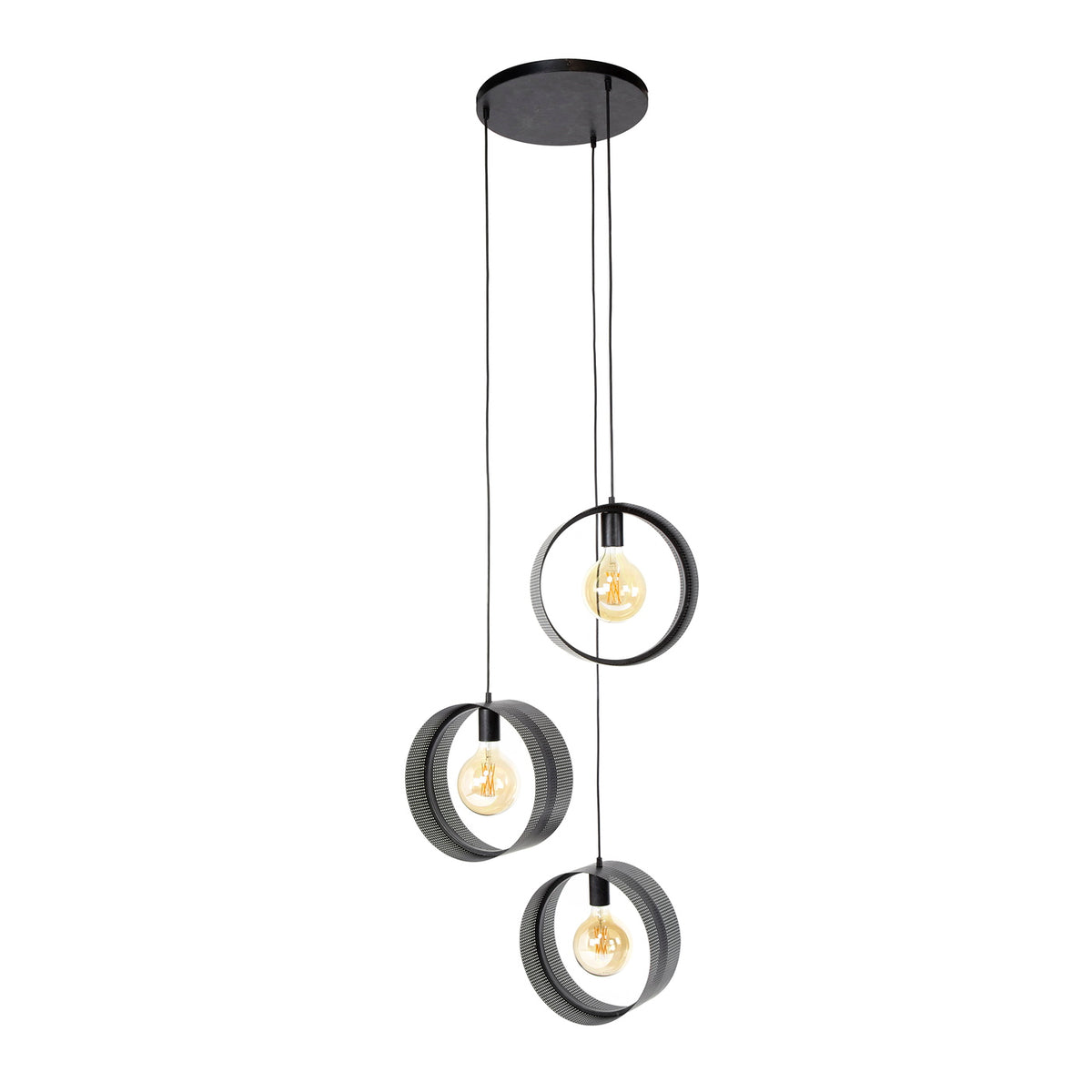 Giga Meubel Hanglamp Ring - Zwart Metaal - 3-Lichts - 50x50x180cm