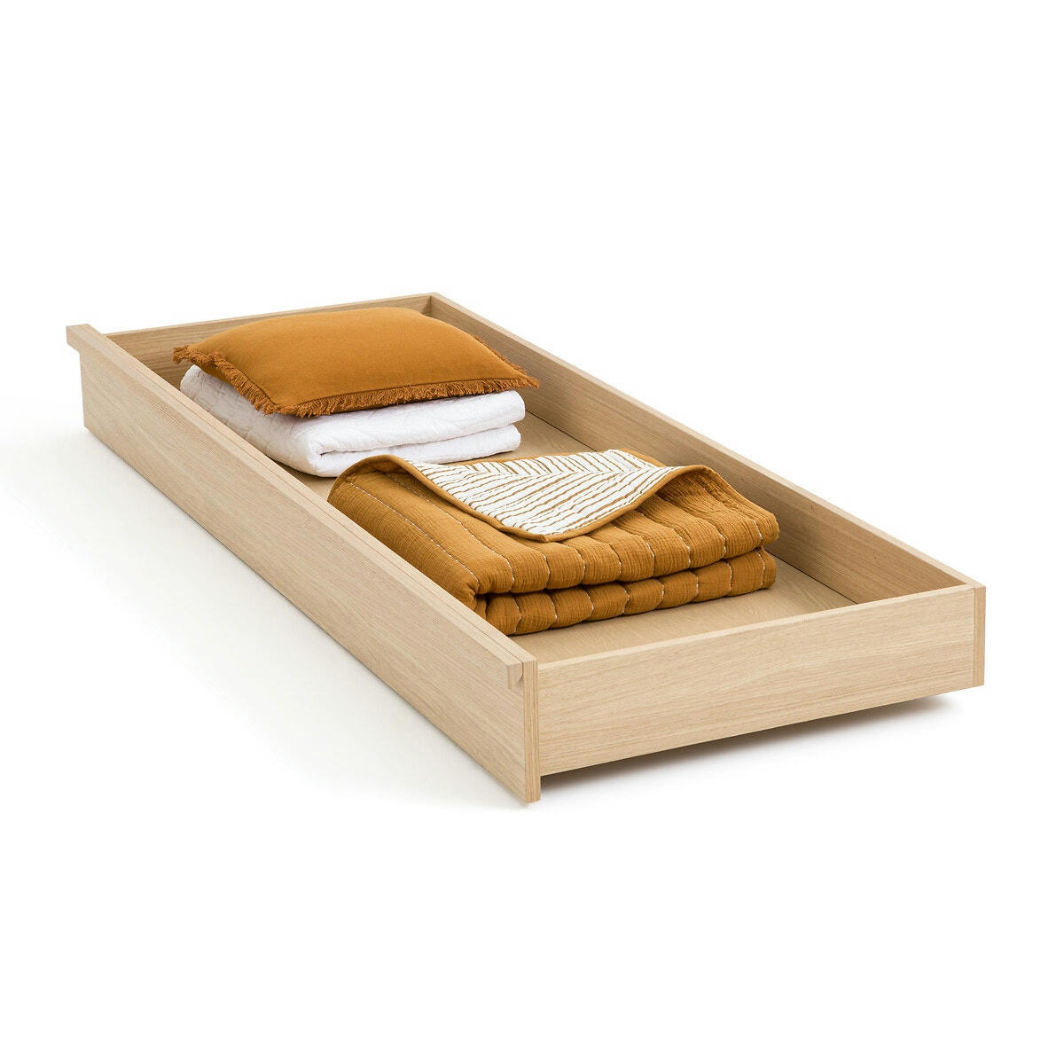 Tiroir lit plaqué chêne, Denho