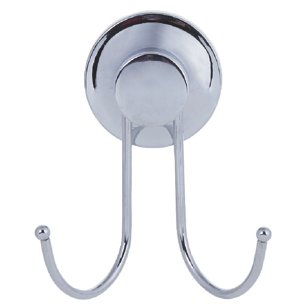 Crochet double à ventouse inox gris