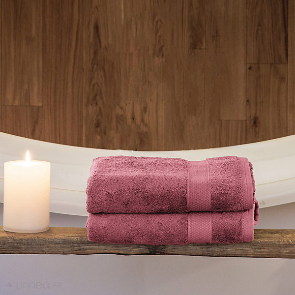 Drap de bain coton 550g/m2 95x140 cm NAÏA rose Bois de rose