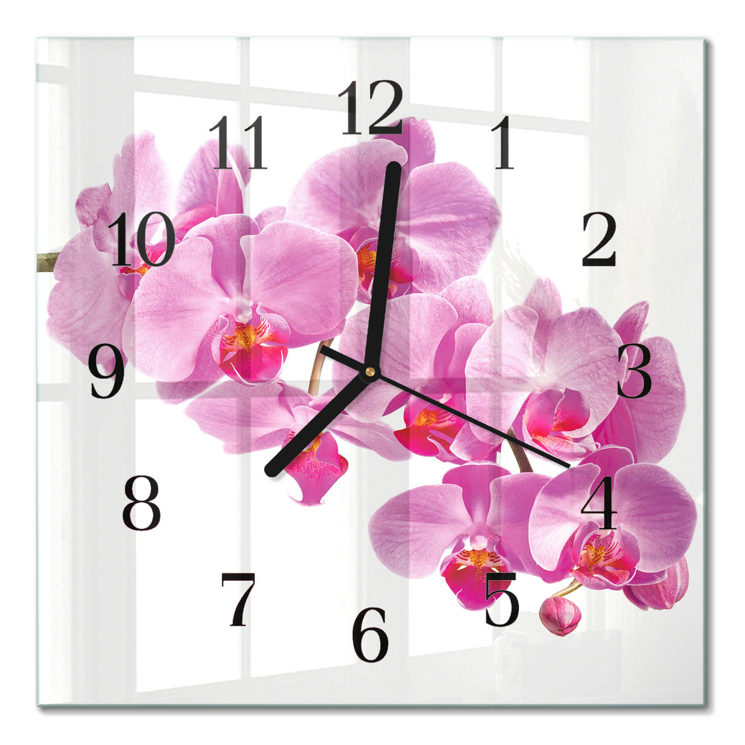 Artystyczny zegar 30x30 Orchidea dekoracyjny do salonu