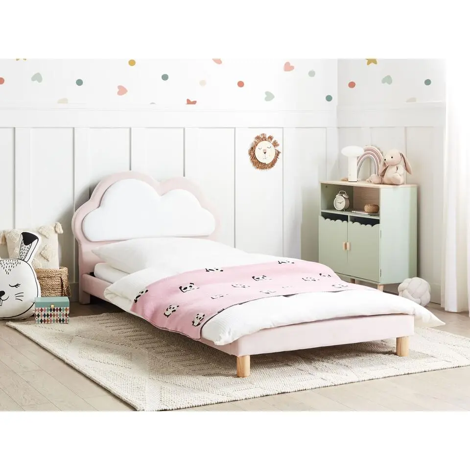 MAZOU - Eenpersoonsbed - Roze - 90 x 200 cm - Fluweel