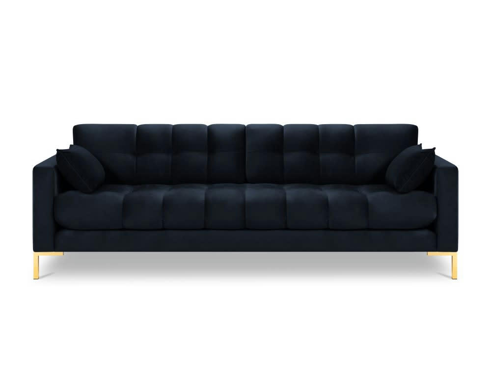 MAMAIA - Canapé 4 places en tissu velours bleu foncé