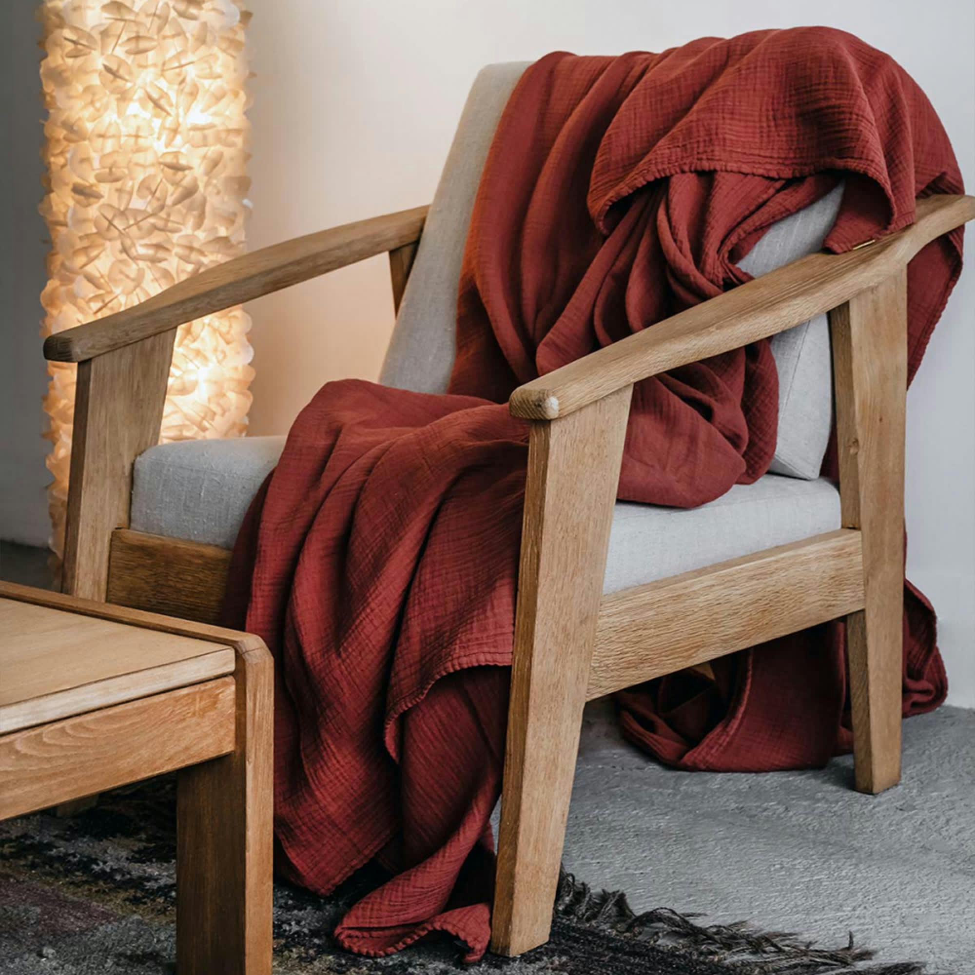 - Plaid en double gaze de coton 120x170 rouille