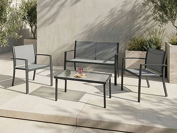 Ensemble de salon de jardin avec table 4 places TAVOLETO Métal Gris