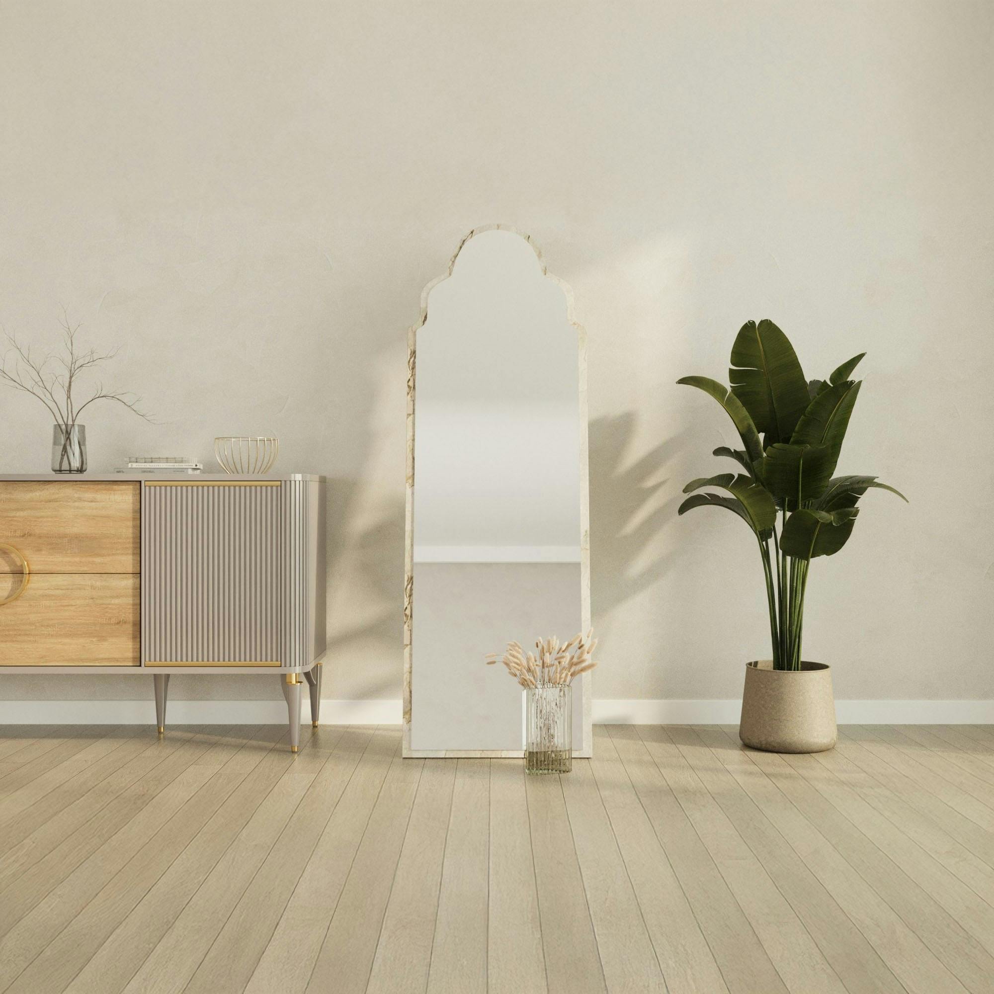 Miroir plein pied arche décorative, effet marbre 160 cm CODY
