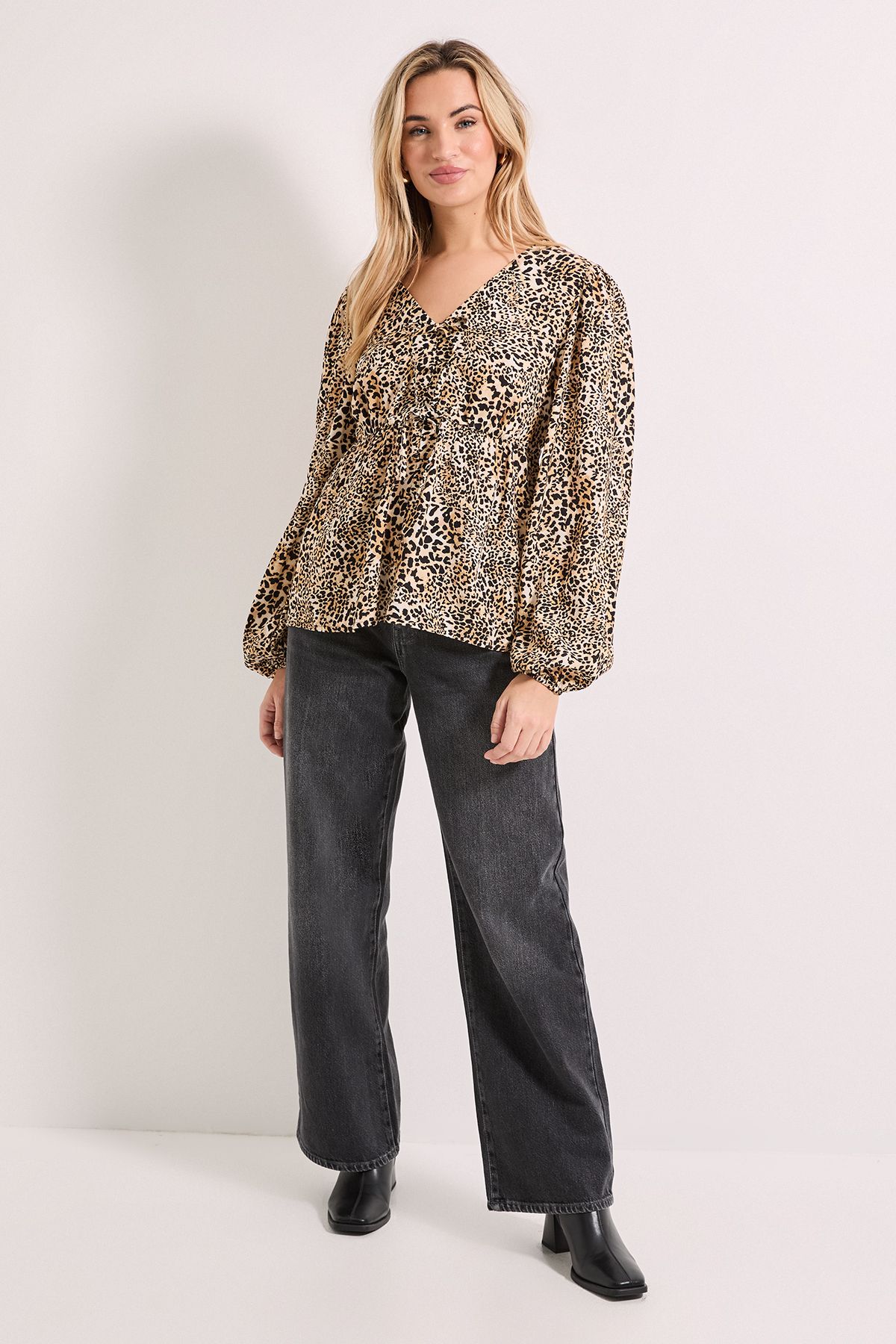 Dorothy Perkins Animal Tie Front Long Sleeve Printed Blouse