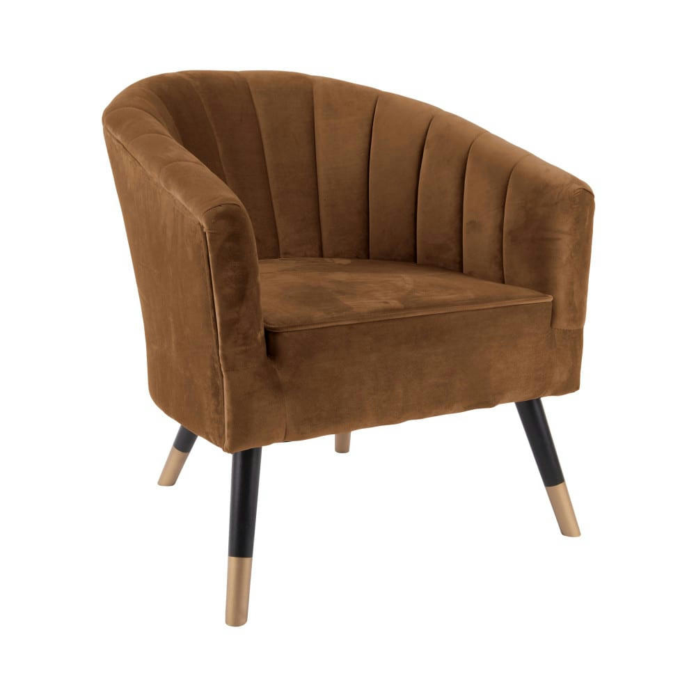 ROYAL - Fauteuil en velours chocolat