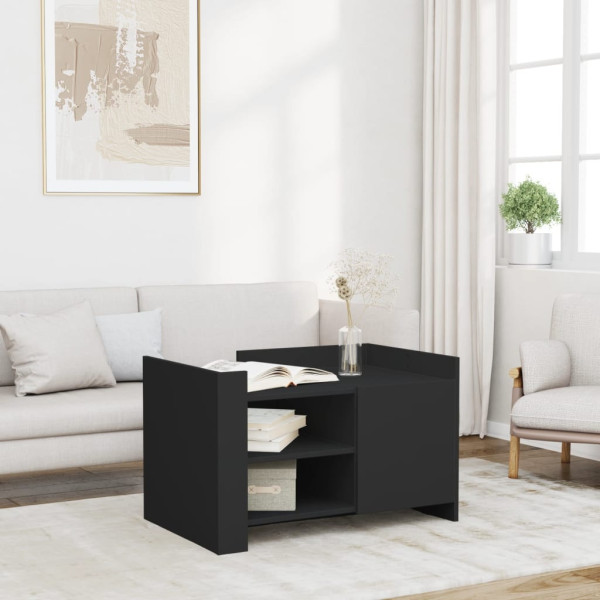 Stolik Kawowy Ława Stół Czarny 80x50x50 Drzwiczki Do Salonu Do Pokoju