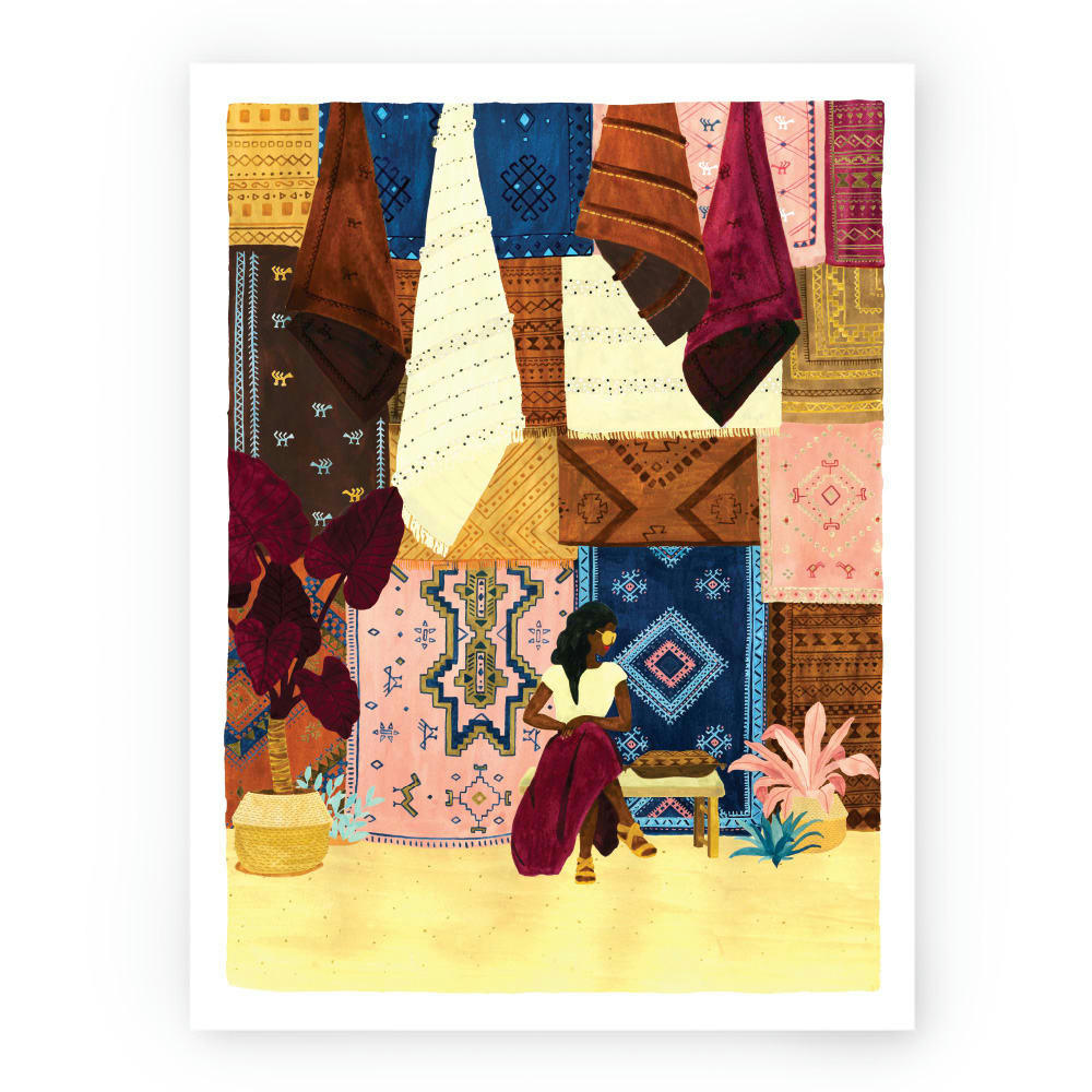 - Affiche illustrée motif Souk 30x40 cm