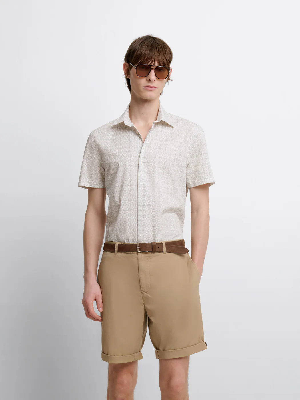 Chemise manches courtes slim à motif