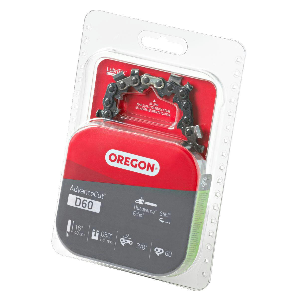 Oregon D60 AdvanceCut Replacement Chainsaw Chain, Fits Various Brands & Models, 16-in
