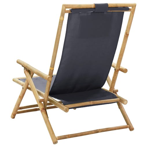 NNEVL Reclining Relaxing Chair Dark Grey Bamboo and Fabric