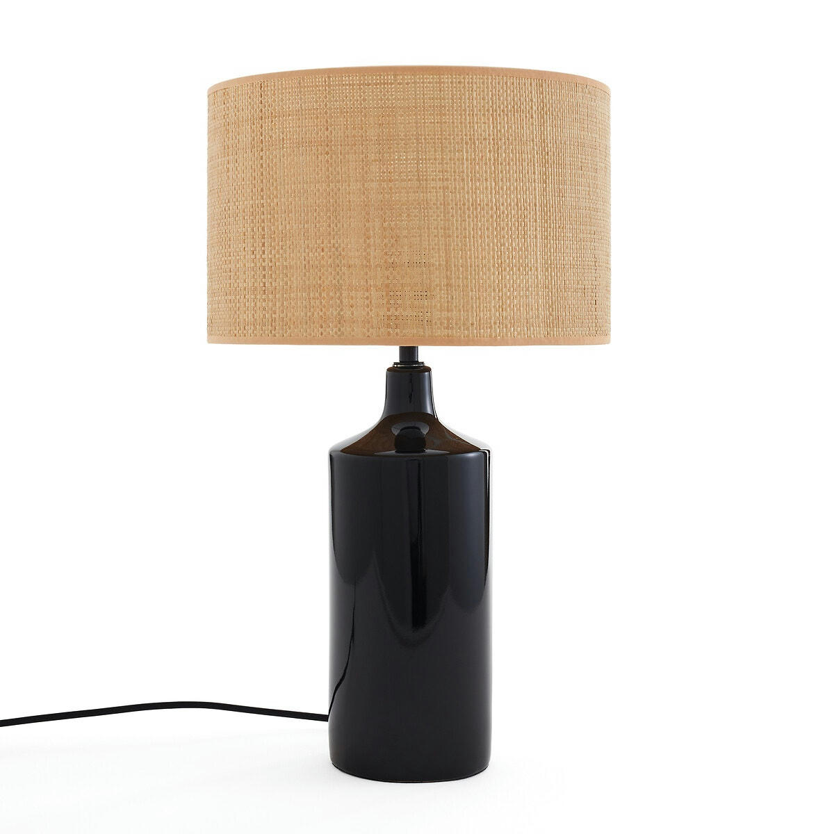 Lampe à poser céramique et raphia, Rabano