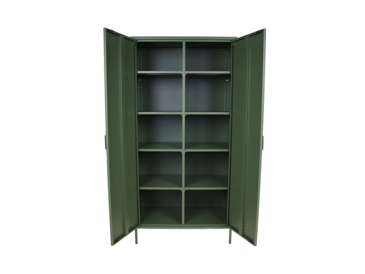 MaximaVida metalen kleding lockerkast Finn 90 x 50 x 185 cm olijfgroen - 8 schappen