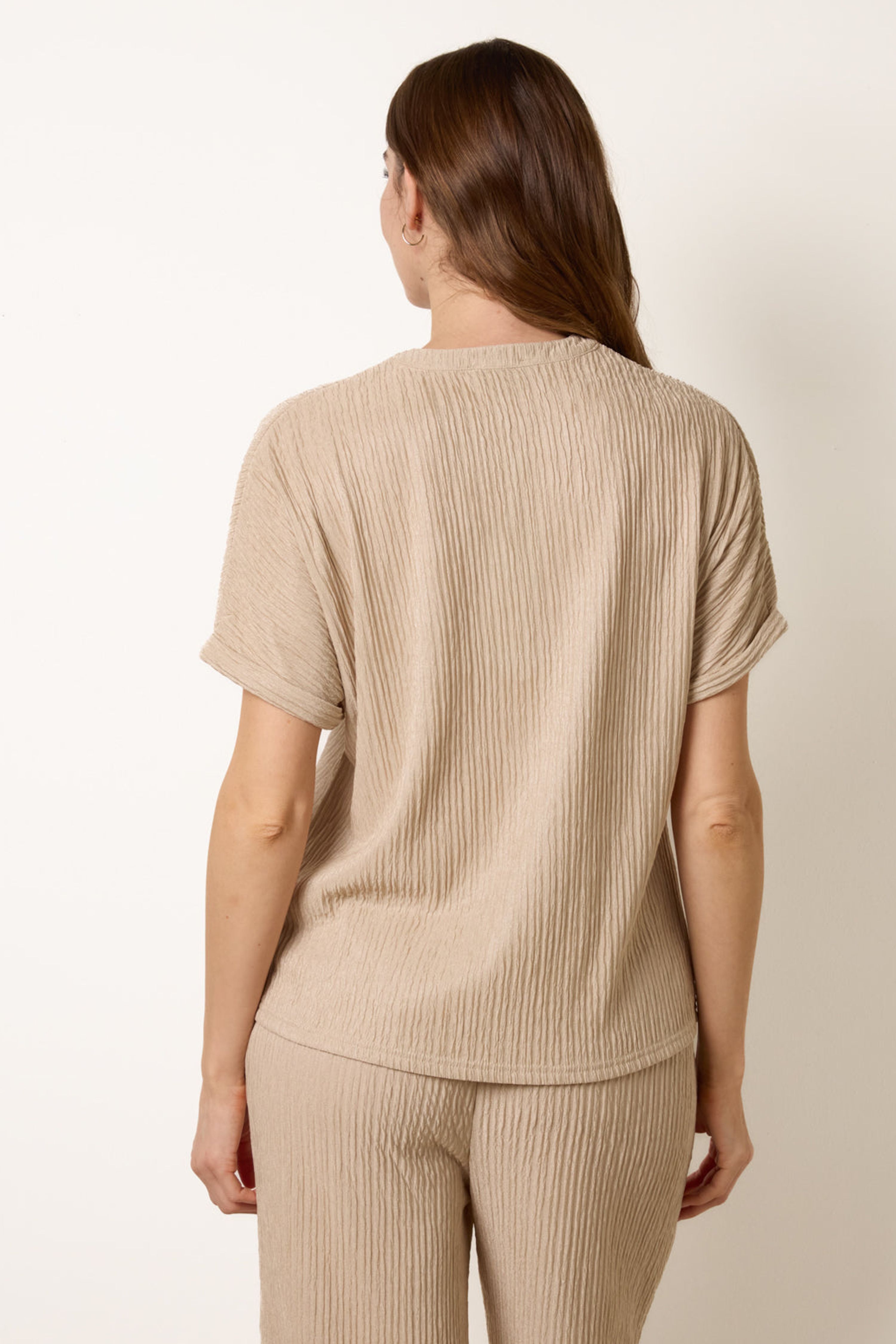 Blue Vanilla Stone Grandad Collar Oversized Top