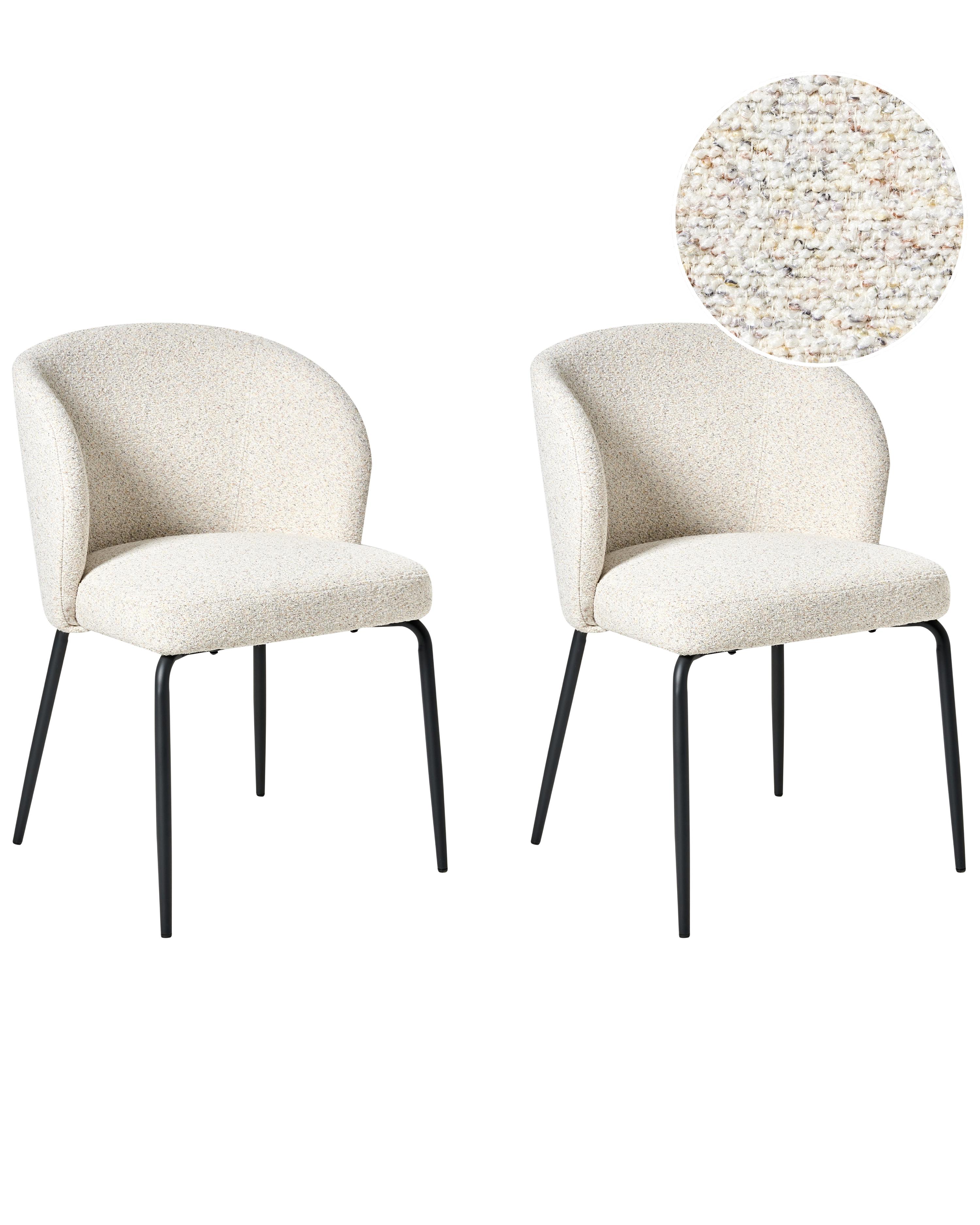 Set of 2 Dining Chairs ZANA Boucle Light Beige
