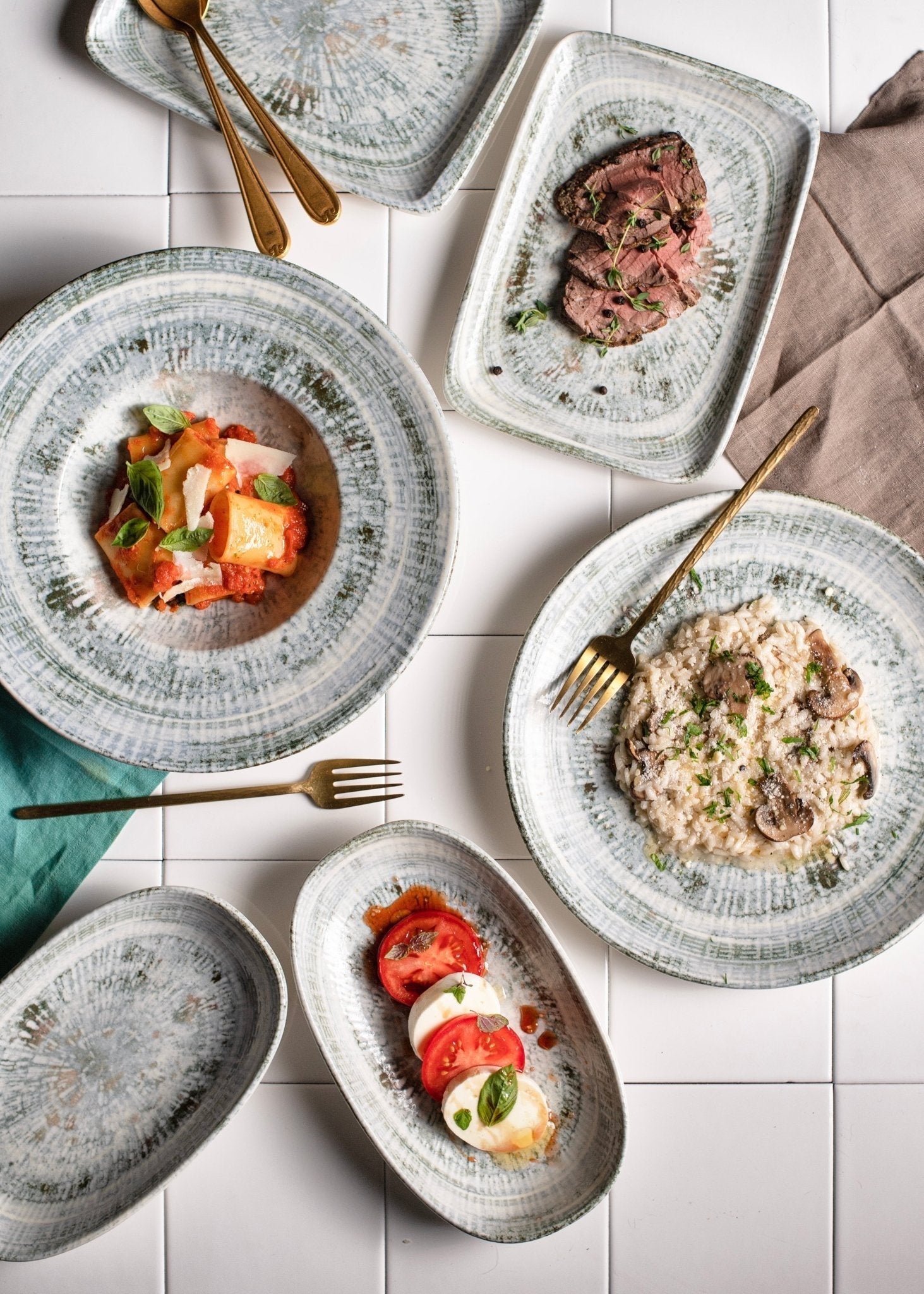 Bonna Serveerschaal - Odette - Porselein - 34x19 cm - set van 2