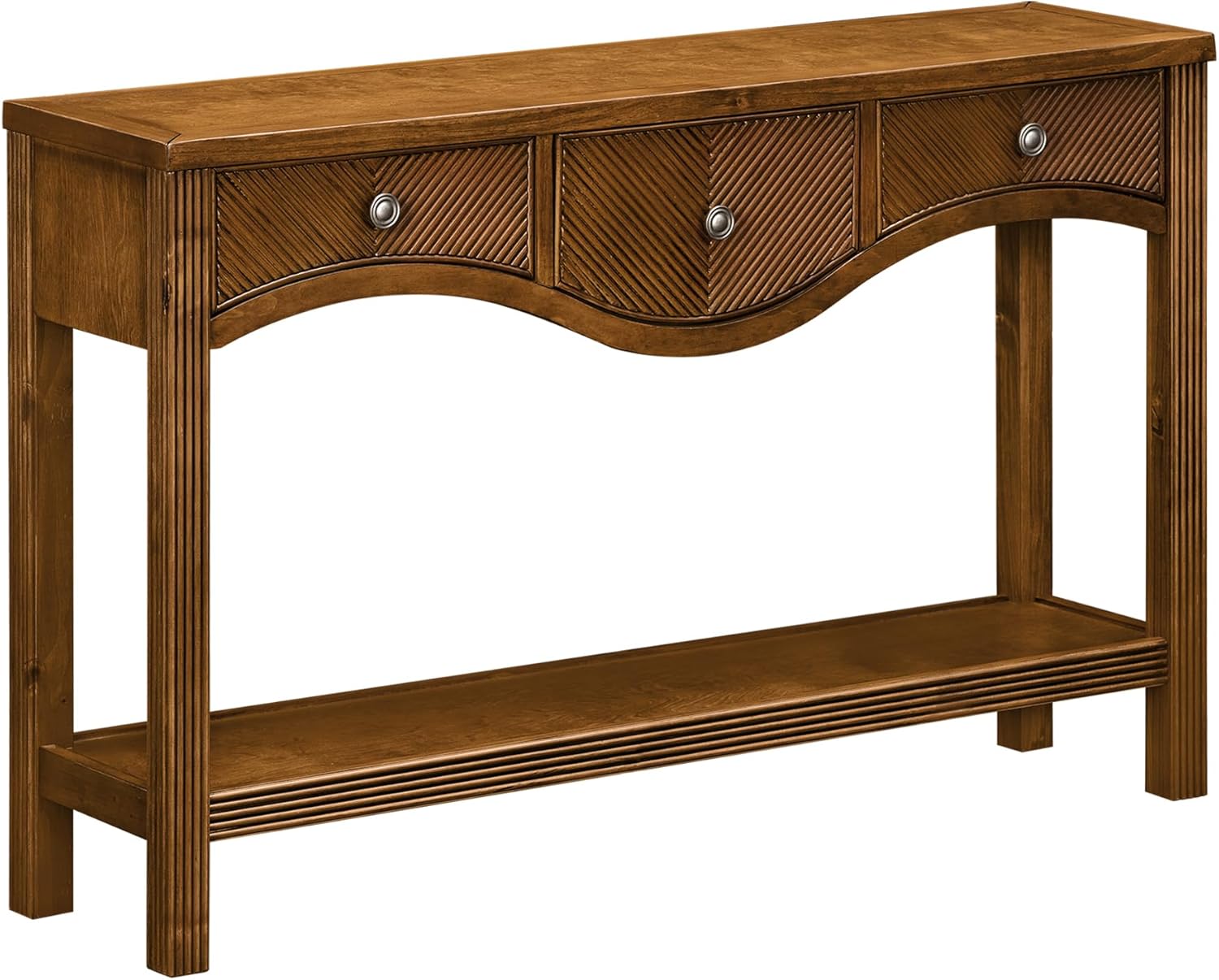 Fluted Console Table with 3 Drawers 52 Entryway Tables with Storage Sofa Table Behind the Couch Narrow Hallway Table Foyer Living Room Brown