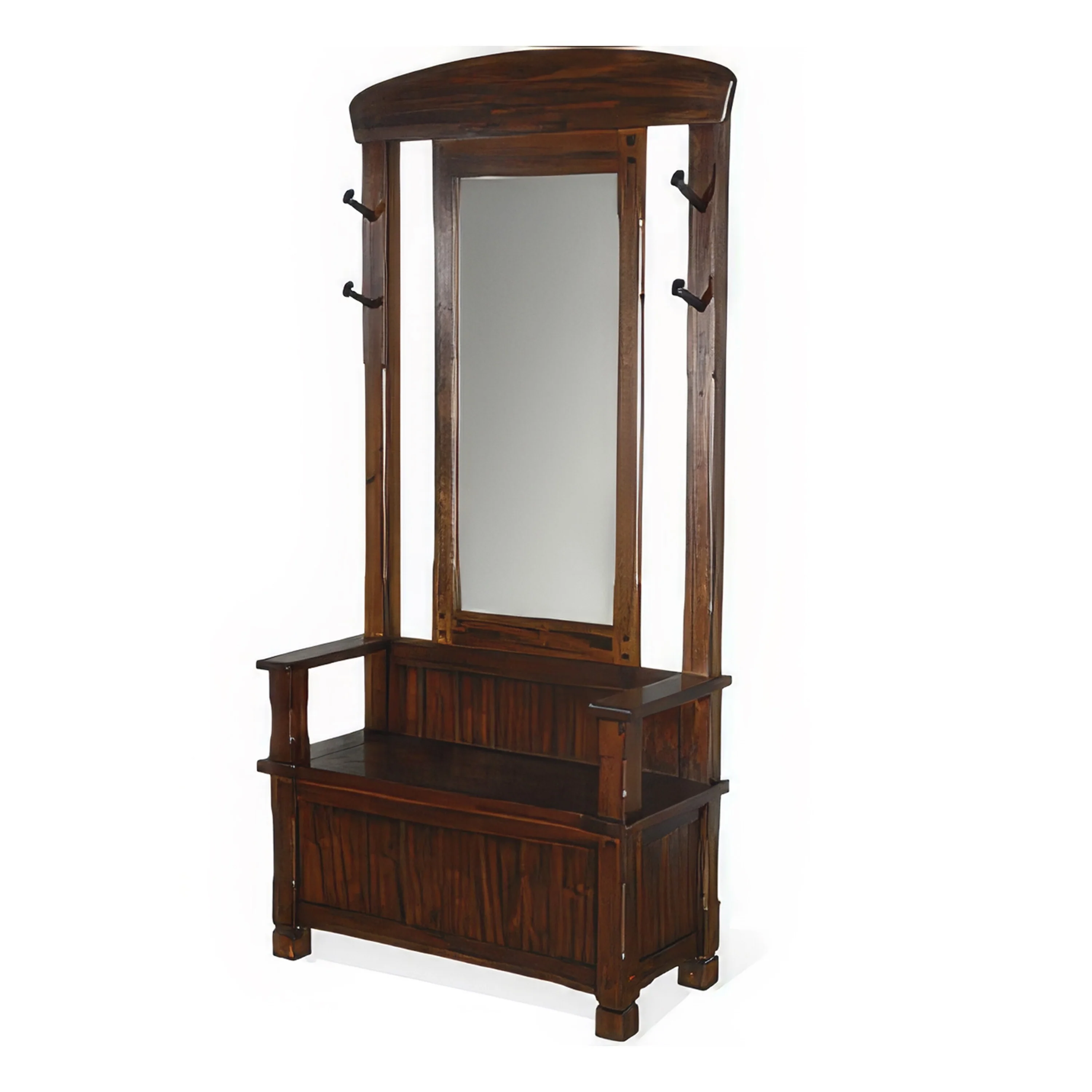 Odell Foyer Hall Tree Coat Hanger w Mirror, Storage Bench, Dark Brown