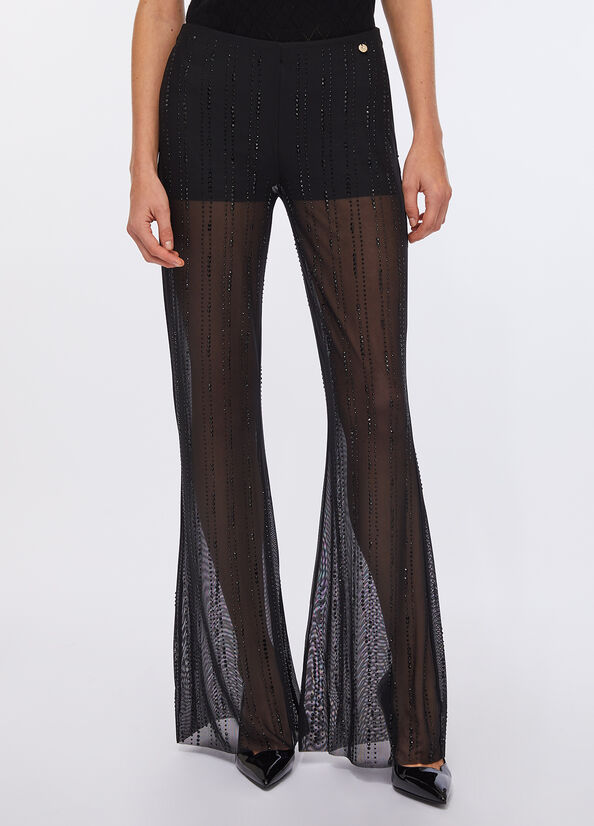 Pantaloni in tulle con strass