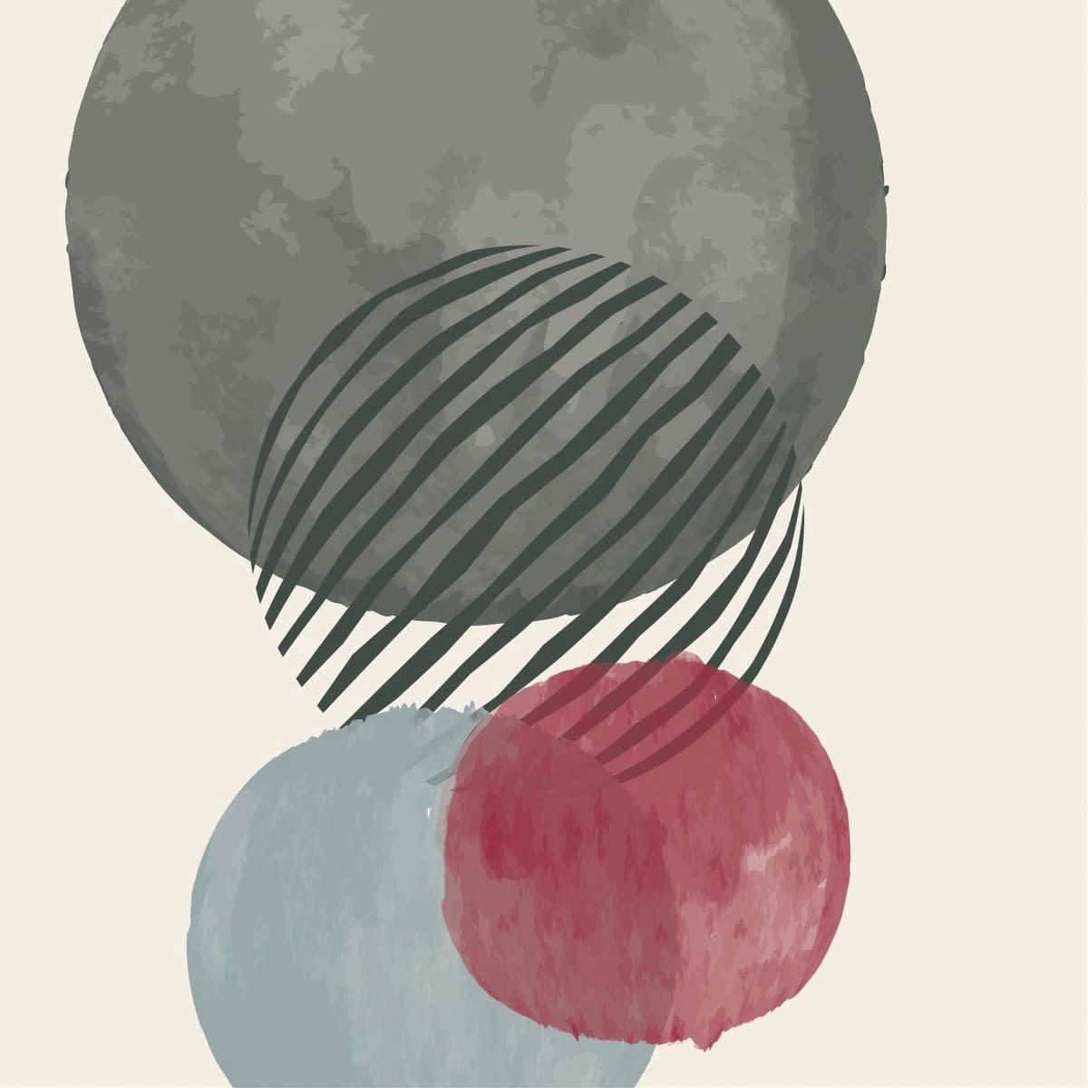 ABSTRAIT - Tableau sur toile multiple ronds 90x90 cm