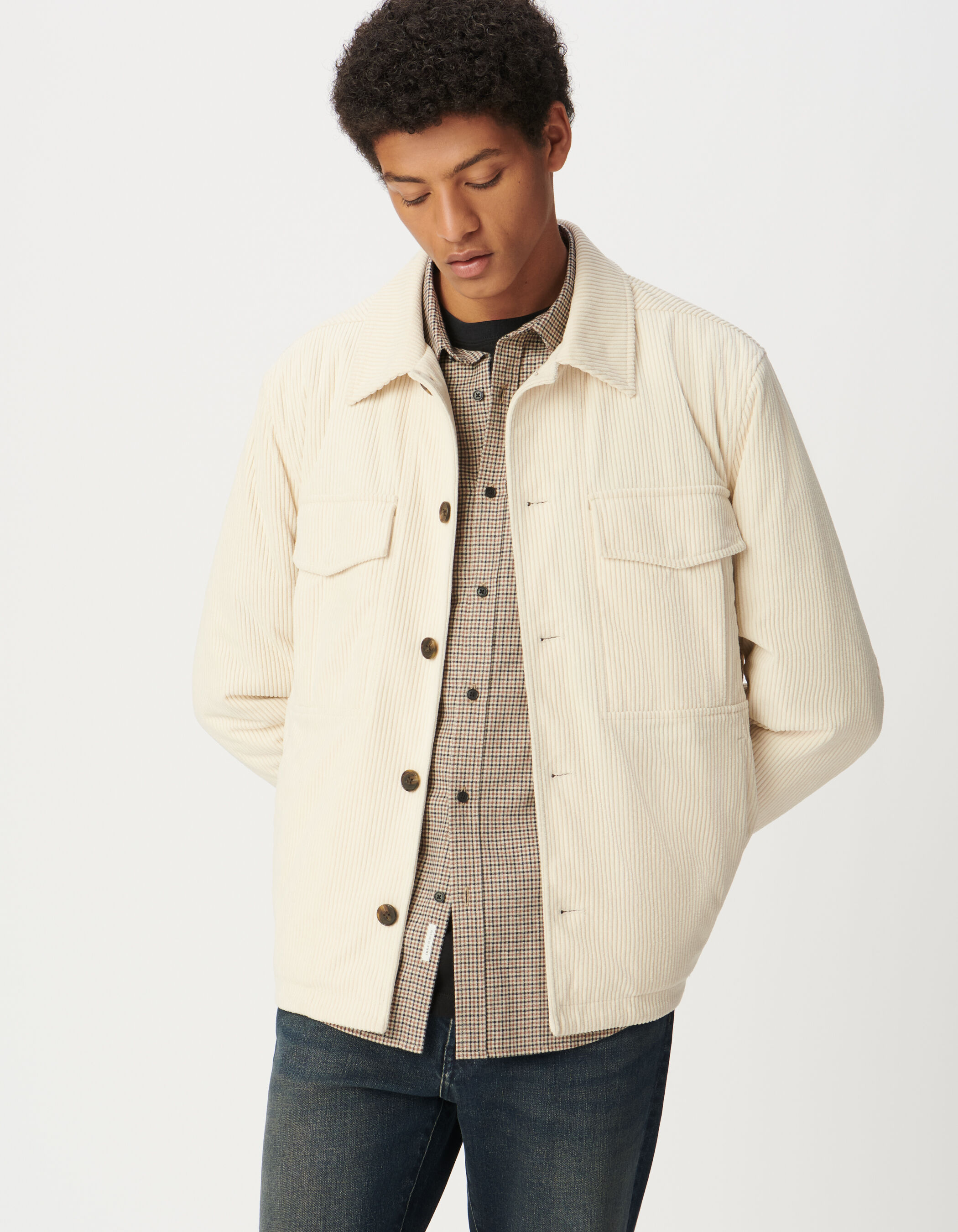 Veste blanche velours côtelé Homme