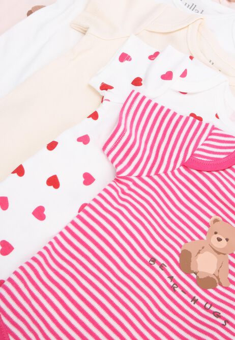 Baby Girls 5pk Pink Bear Print Bodysuits