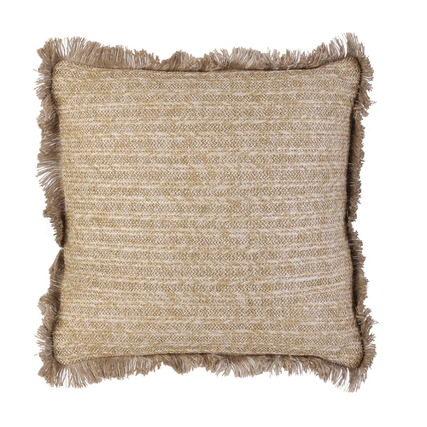 RAPHIA - Coussin design bord de mer en jute avec franges 40x40cm beige