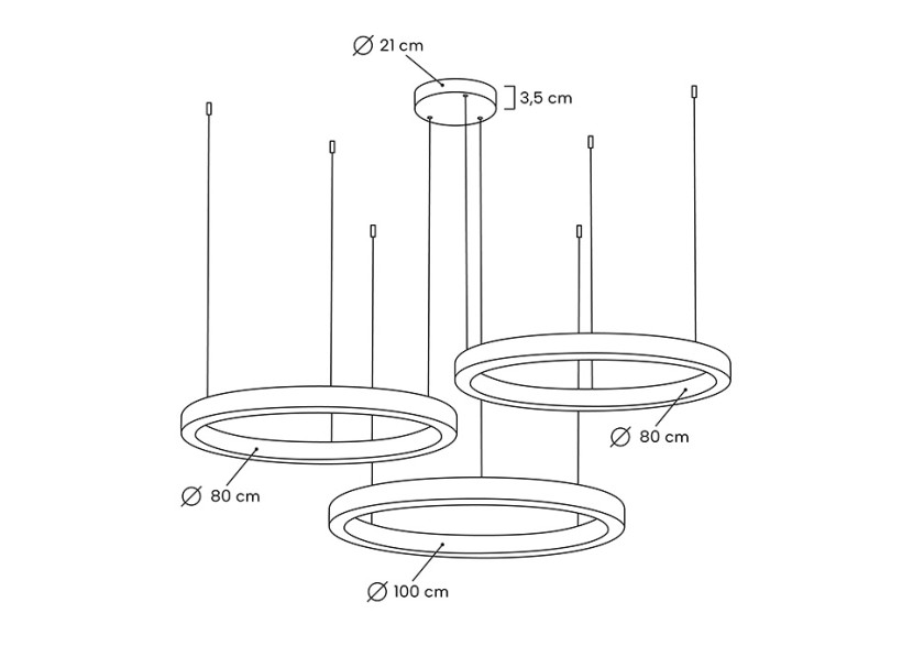 Lampa wisząca RING 80   80   100 złota na jednej podsufitce