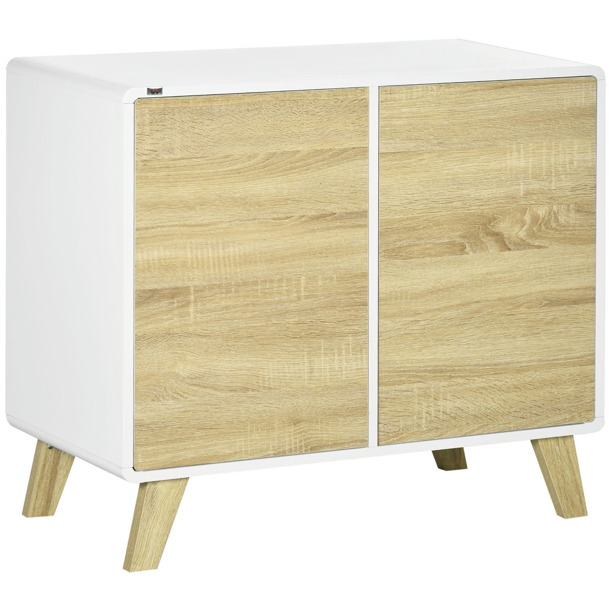 - Buffet design scandinave 2 portes étagère blanc aspect chêne clair