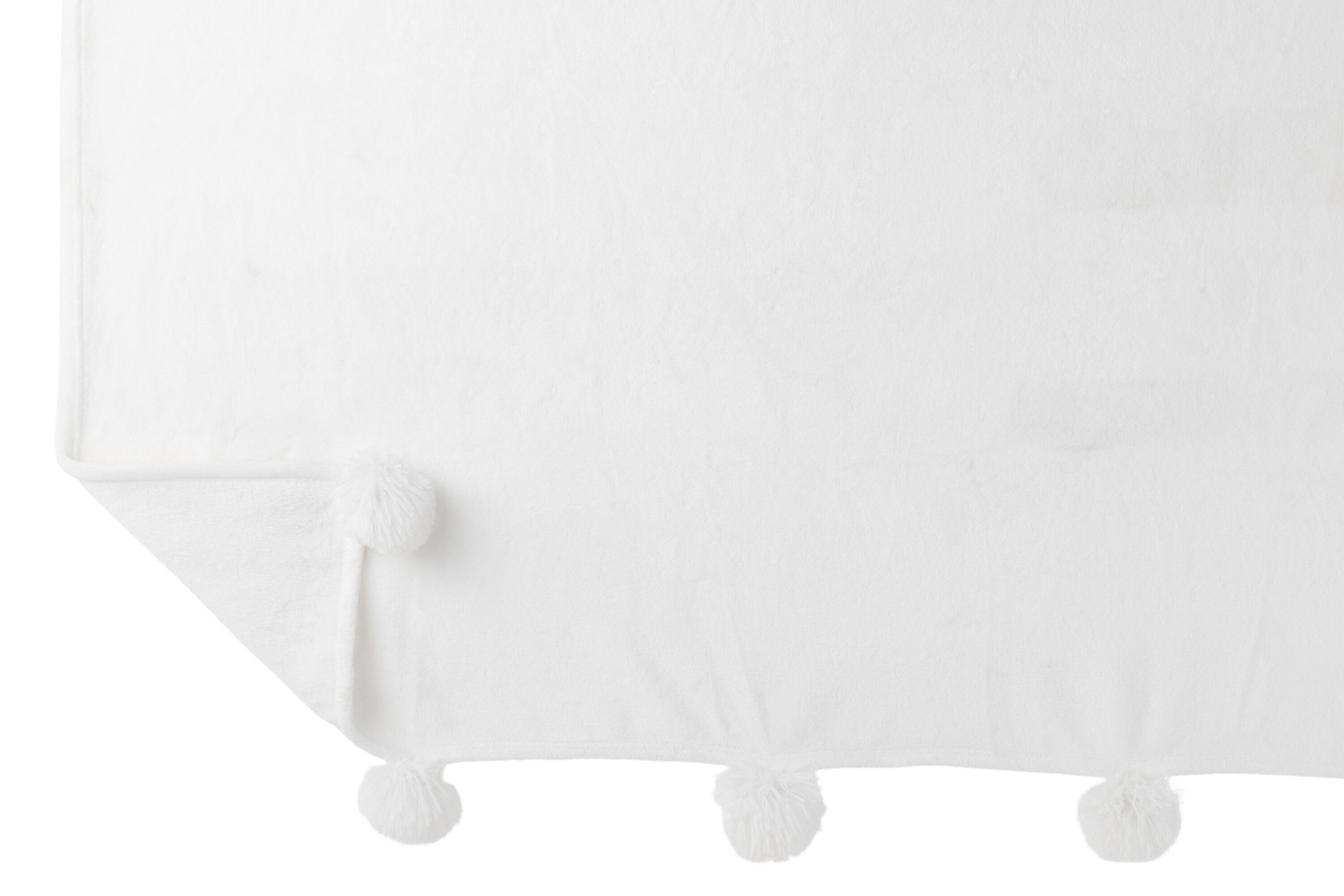 J-Line plaid Pompom - polyester - wit - 170 x 130 cm
