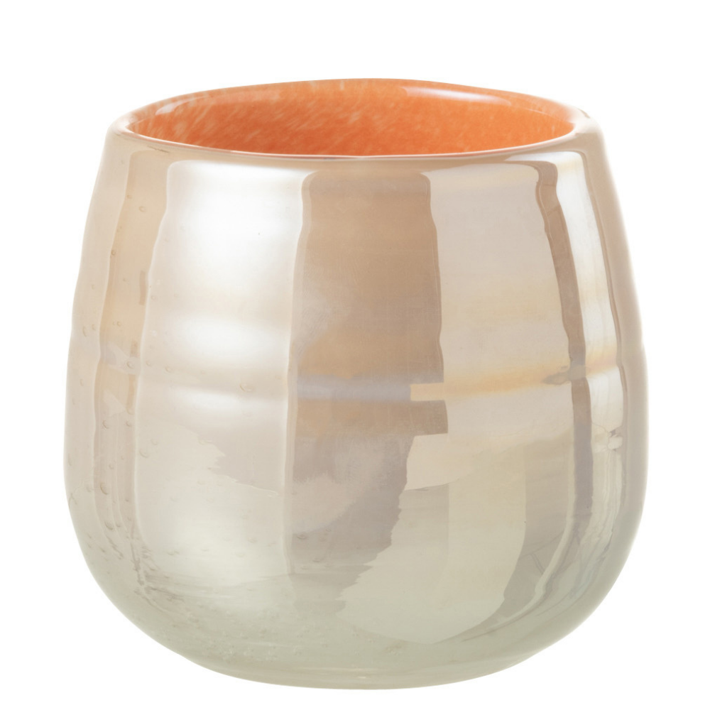 J-Line vaas Juliette - glas - oranje/roze - small - Ø 11 cm