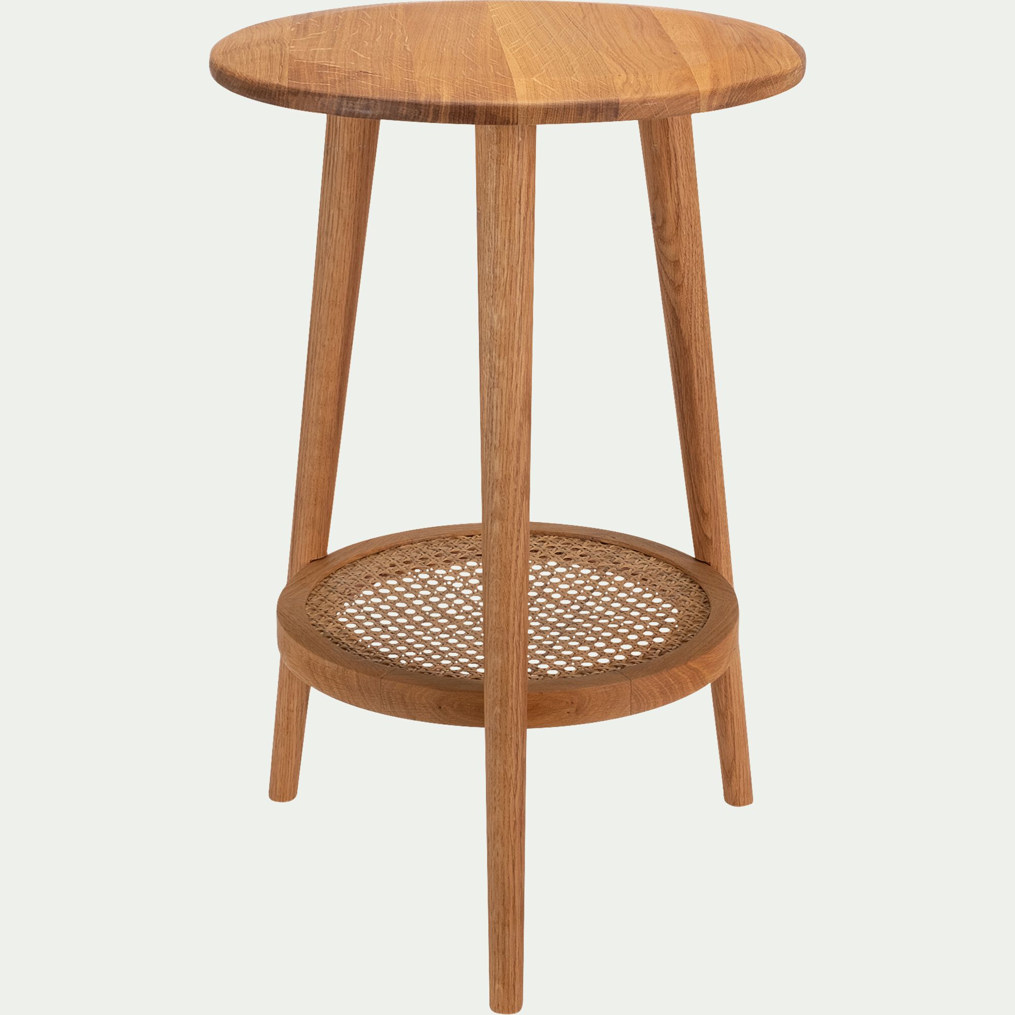 ANNOT - Bout de canapé en chêne massif et cannage D40xH60cm - bois clair