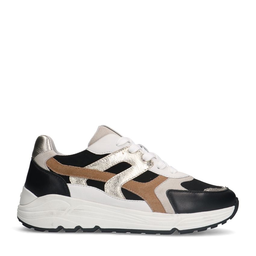 Manfield Zwarte leren sneakers