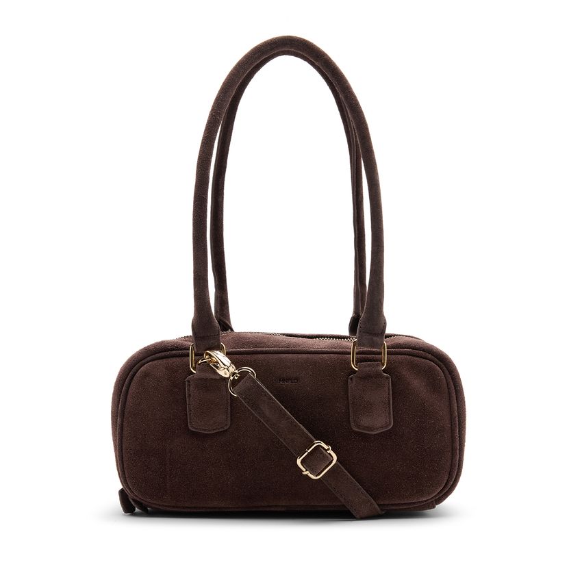 Manfield Bruine suède schoudertas